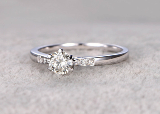 ODM real do material do ouro branco do anel de 5mm Moissanite Diamond Jewellery para o desgaste diário