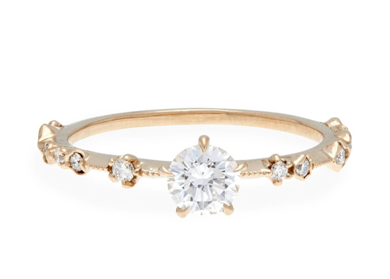ODM real de Diamond Jewellery Ring 14K 18K Rose Gold Material do tamanho de 4mm