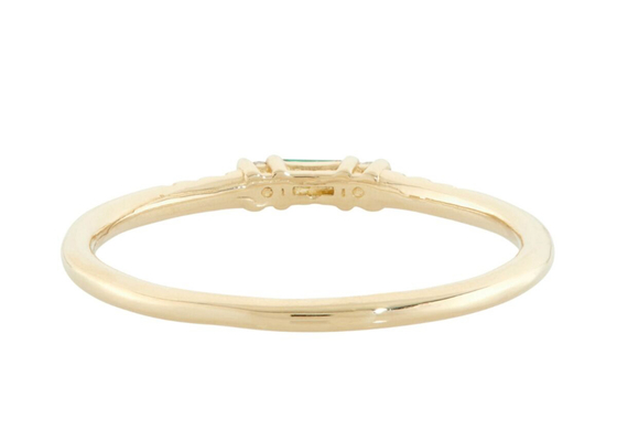 o Baguette de 4×6mm cortou Emerald Ring, 14k ouro amarelo Emerald Ring Fashion Style