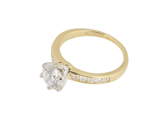 ouro 11pcs branco 0,1 quilates Diamond Ring, o RD3.0MM das mulheres do anel de ouro maciço de 3.21g 14k