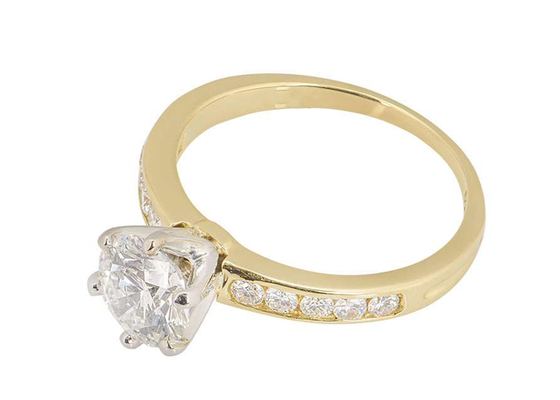 ouro 11pcs branco 0,1 quilates Diamond Ring, o RD3.0MM das mulheres do anel de ouro maciço de 3.21g 14k