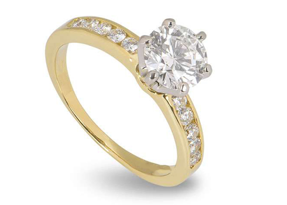 ouro 11pcs branco 0,1 quilates Diamond Ring, o RD3.0MM das mulheres do anel de ouro maciço de 3.21g 14k