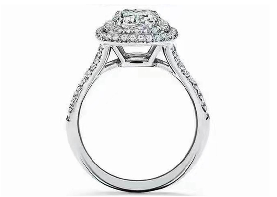 Casamento Ring Set do halo do corte do coxim do OEM com o diamante de 66pcs 1.2ct