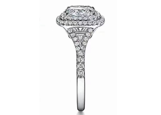 Casamento Ring Set do halo do corte do coxim do OEM com o diamante de 66pcs 1.2ct