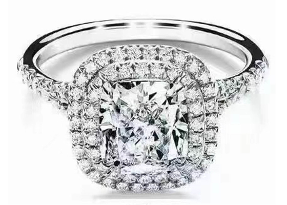 Casamento Ring Set do halo do corte do coxim do OEM com o diamante de 66pcs 1.2ct