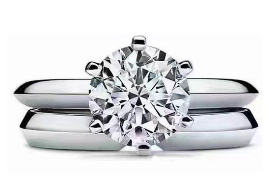 acoplamento Ring Setting do ouro branco de corte de círculo 18k de 5mm com o ODM dos diamantes 8pcs