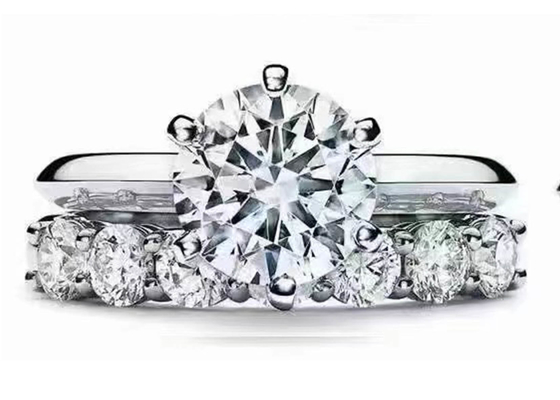 acoplamento Ring Setting do ouro branco de corte de círculo 18k de 5mm com o ODM dos diamantes 8pcs
