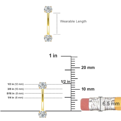 dimensão do anel 10mm 8mm de 16g Diamond Gold Body Piercing Jewelry para o umbigo