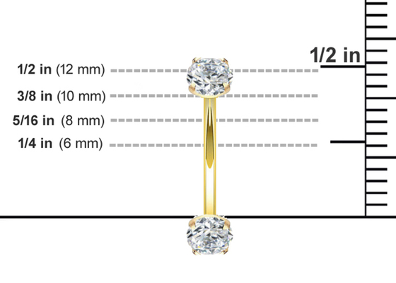 dimensão do anel 10mm 8mm de 16g Diamond Gold Body Piercing Jewelry para o umbigo
