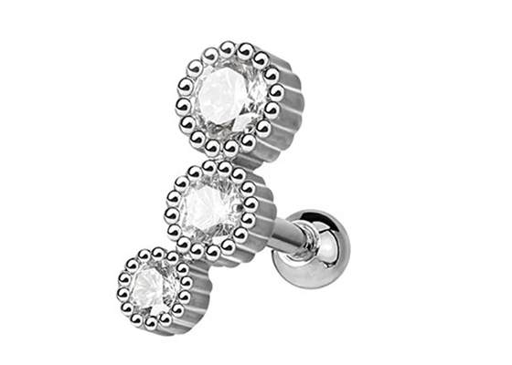 Brincos perfurando da joia do corpo estéril do ouro para o ODM do diâmetro 3×3mm do Tragus da cartilagem