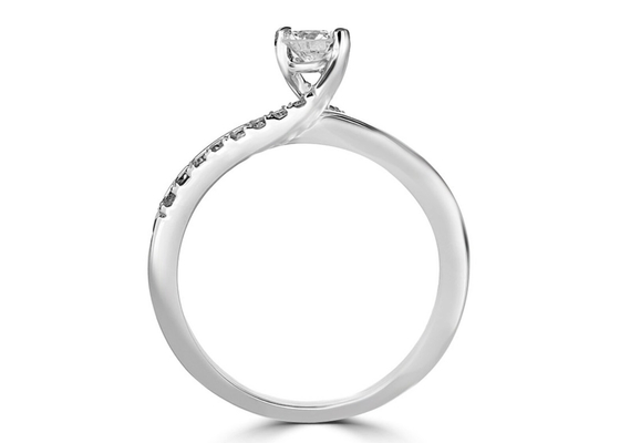 Dente que ajusta o corte redondo Diamond Ring, 0.46ct 5mm Diamond Solid Gold Ring