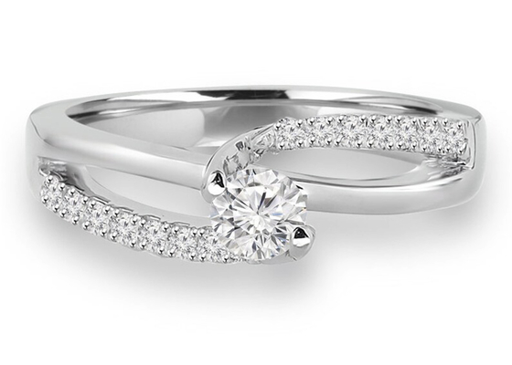 Dente que ajusta o corte redondo Diamond Ring, 0.46ct 5mm Diamond Solid Gold Ring