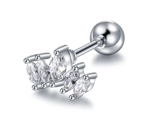 comprimento perfurando dos brincos 6mm da joia do corpo do ouro da forma da coroa 16g com diamante de Mq