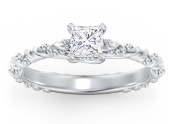 OEM do tamanho do estilo 6×6mm da princesa Cut Real Diamond Jewellery Ring Twisted Rope