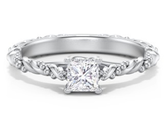 OEM do tamanho do estilo 6×6mm da princesa Cut Real Diamond Jewellery Ring Twisted Rope