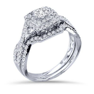ODM da cor do ouro branco de 43PCS 0.43ct Diamond Engagement Wedding Rings 18K