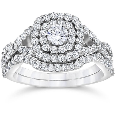 ODM da cor do ouro branco de 43PCS 0.43ct Diamond Engagement Wedding Rings 18K