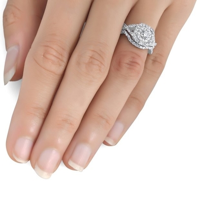 ODM da cor do ouro branco de 43PCS 0.43ct Diamond Engagement Wedding Rings 18K
