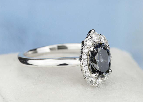 3 tamanho crescido da cor 8×10MM de Moissanite Ring Dark Grey do quilate laboratório oval