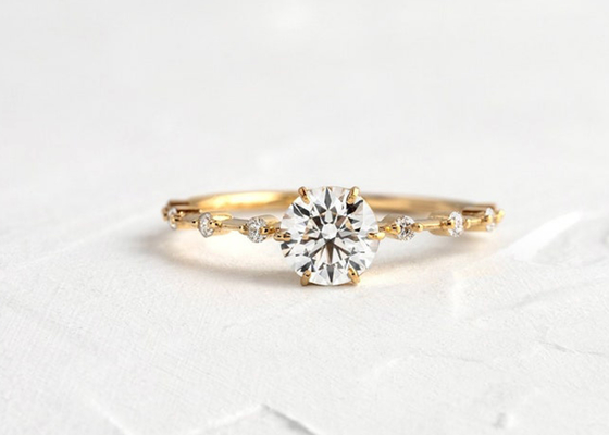 1.0ct Moissanite Diamond Rings, ODM cortado redondo dos aneis de noivado 6.5MM