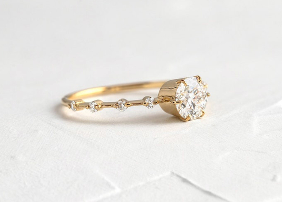 1.0ct Moissanite Diamond Rings, ODM cortado redondo dos aneis de noivado 6.5MM