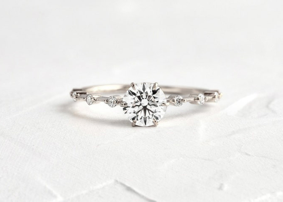 1.0ct Moissanite Diamond Rings, ODM cortado redondo dos aneis de noivado 6.5MM