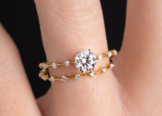 1.0ct Moissanite Diamond Rings, ODM cortado redondo dos aneis de noivado 6.5MM