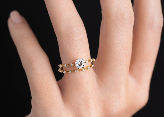1.0ct Moissanite Diamond Rings, ODM cortado redondo dos aneis de noivado 6.5MM