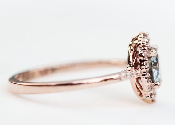aneis de noivado de 1.2ct 1pcs Moissanite para as mulheres 14K Rose Gold Material