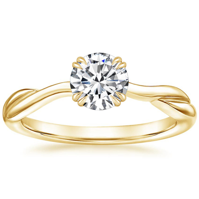 OEM crescido laboratório do ODM do material do ouro amarelo do anel 14K de 0.8ct Moissanite