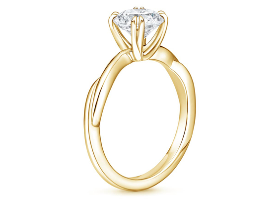 OEM crescido laboratório do ODM do material do ouro amarelo do anel 14K de 0.8ct Moissanite