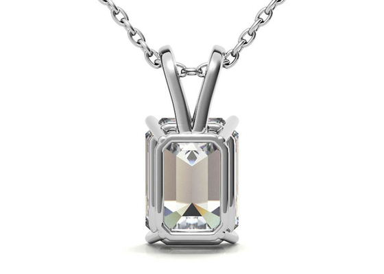 moldura do diâmetro 7×5mm das colares do ouro de 1.05ct Emerald Cut 14k que ajusta o tipo