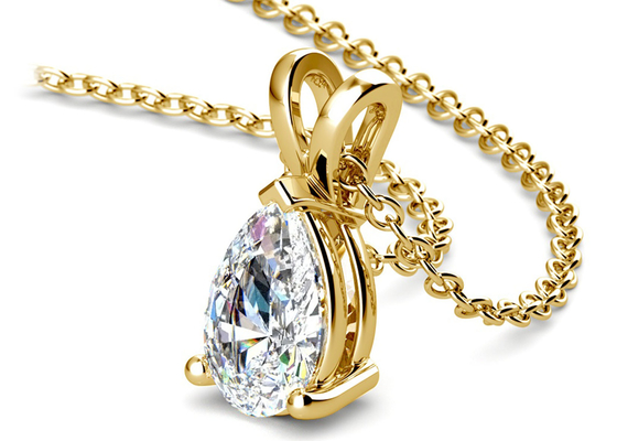 Colares do ouro do corte 0.84ct 14k da pera com o pendente do vintage de 8×5mm