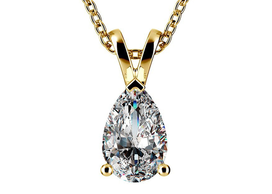 Colares do ouro do corte 0.84ct 14k da pera com o pendente do vintage de 8×5mm
