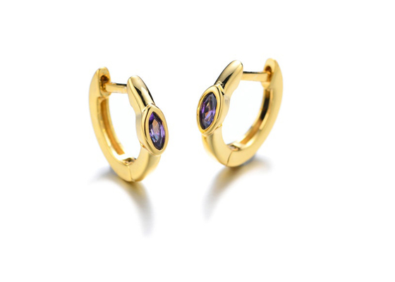 Dimensão de Marquise Cut Inner 8.5mm Oouter 11.5mm dos brincos do ouro da aro 9K de Huggie