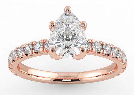 ODM do certificado de Wedding18K Rose Gold Ring Pear Cut 0.80ct DGC