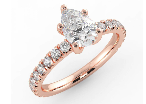 ODM do certificado de Wedding18K Rose Gold Ring Pear Cut 0.80ct DGC