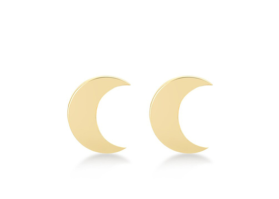 ODM da dimensão dos brincos 6MM do ouro de Crescent Shape 9K para o presente do partido