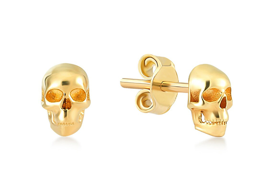 Mão do dente dos brincos 3×5MM do crânio do ouro do aniversário que ajusta o tipo ODM