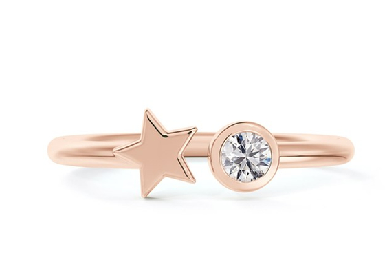 anel redondo de 3.5mm Moissanite, ODM da aliança de casamento de ouro de 0,16 quilates 9k