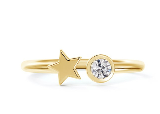 anel redondo de 3.5mm Moissanite, ODM da aliança de casamento de ouro de 0,16 quilates 9k