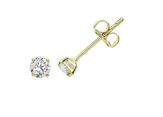 brincos do solitário do ouro de 9ct 9K, solitário Diamond Stud 3mm 4mm 5mm