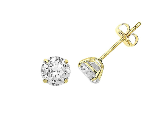 brincos do solitário do ouro de 9ct 9K, solitário Diamond Stud 3mm 4mm 5mm
