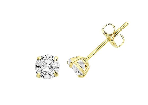 brincos do solitário do ouro de 9ct 9K, solitário Diamond Stud 3mm 4mm 5mm