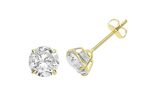 brincos do solitário do ouro de 9ct 9K, solitário Diamond Stud 3mm 4mm 5mm