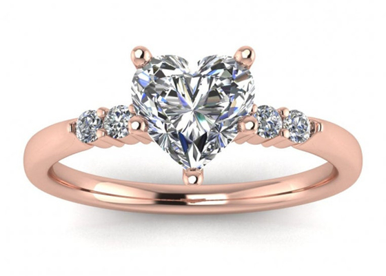 dimensão do diamante 6MM de Ring Heart Shape With Lab da prata de 0.8ct 9K