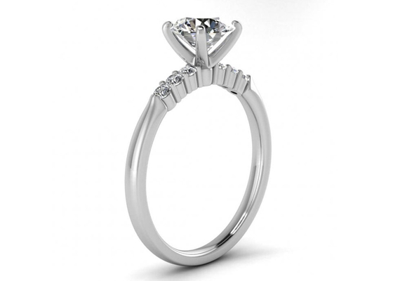 dimensão do diamante 6MM de Ring Heart Shape With Lab da prata de 0.8ct 9K