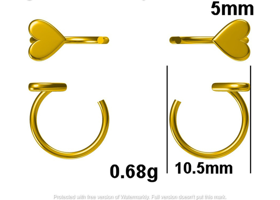 O coração minúsculo dos brincos do ouro da aro 9K de Huggie dá forma a Dia Inner 8mm 10.5mm exterior