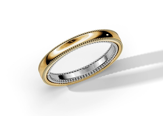 ODM 2 Tone Gold Engagement Rings, OEM do anel da aliança de casamento do ouro de 4MM 5MM 6MM
