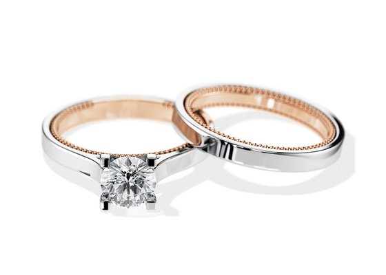 Dois anel de ouro 7.5MM de Tone Color 9K com o diamante de 1.5ct Moissanite